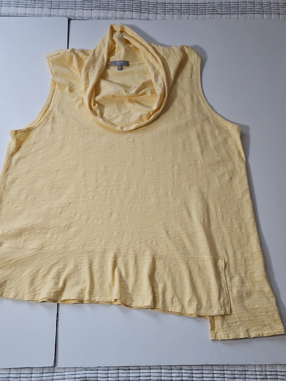 Habitat XL Asymmetric Sleeveless Cowl Neck Tunic Top Cotton Lagenlook Yellow - Picture 3 of 8